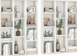 Tangkula 11-Cube Bookcase, Modern Freestanding White Geometric Bookshelf, Multifunctional Book Storage Organizer
