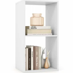 Tangkula 2-Cube Bookcase, 3-Tier Bookshelf with Open Compartments