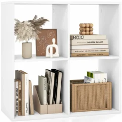 Tangkula 4-Cube Bookcase, 3-Tier Bookshelf with Open Compartments