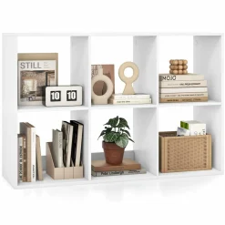 Tangkula 6-Cube Bookcase, 3-Tier Bookshelf with Open Compartments
