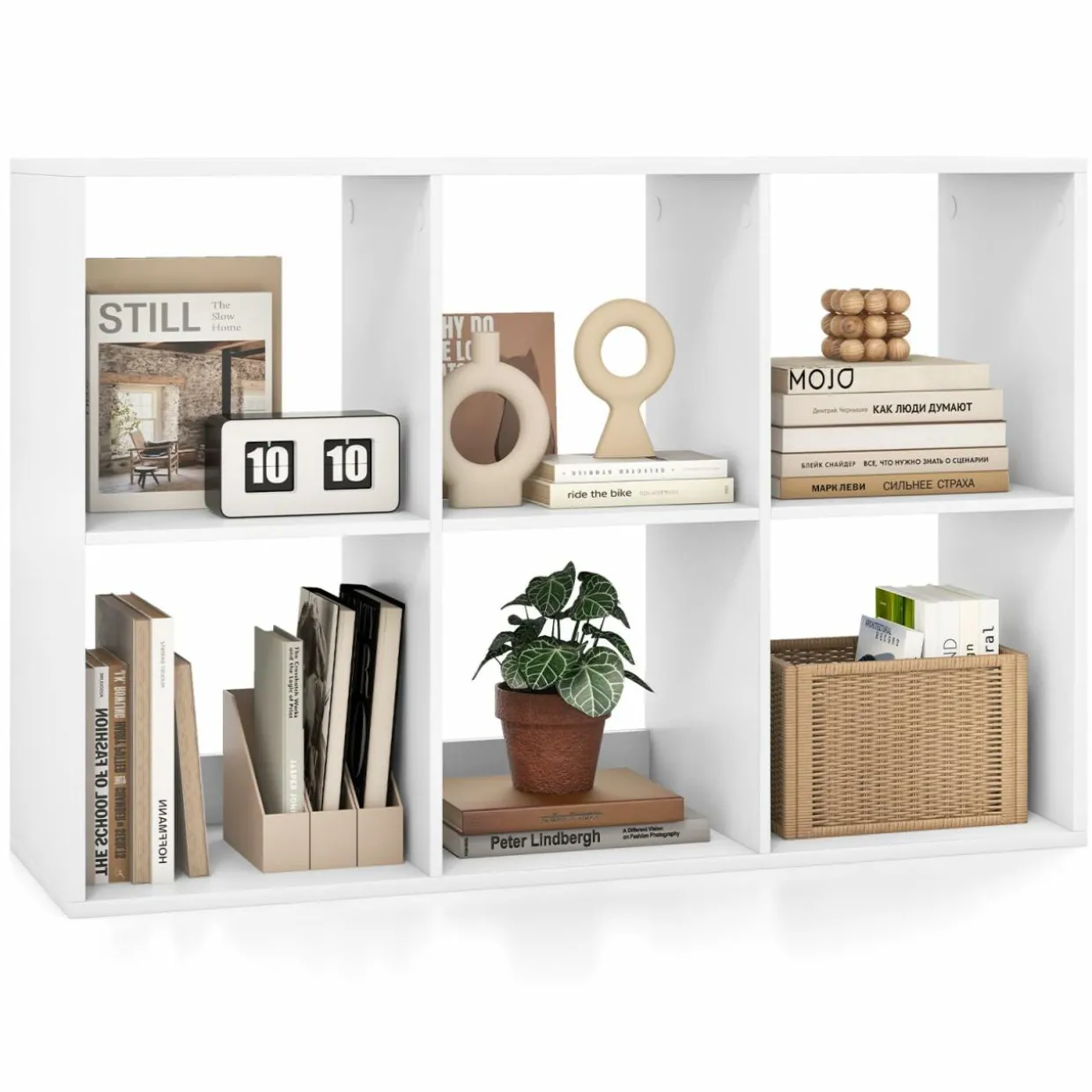 Tangkula 6-Cube Bookcase, 3-Tier Bookshelf with Open Compartments
