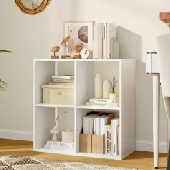 Tangkula 4-Cube Bookcase, 3-Tier Bookshelf with Open Compartments