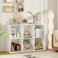 Tangkula 6-Cube Bookcase, 3-Tier Bookshelf with Open Compartments