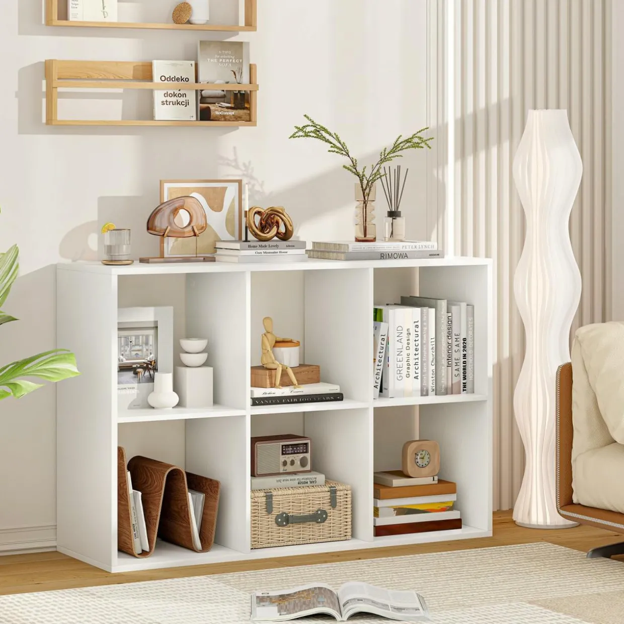 Tangkula 6-Cube Bookcase, 3-Tier Bookshelf with Open Compartments
