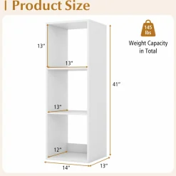 Tangkula 3-Cube Bookcase, 4-Tier Bookshelf with Open Compartments