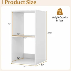 Tangkula 2-Cube Bookcase, 3-Tier Bookshelf with Open Compartments