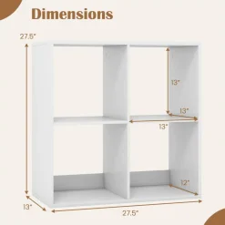 Tangkula 4-Cube Bookcase, 3-Tier Bookshelf with Open Compartments