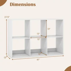 Tangkula 6-Cube Bookcase, 3-Tier Bookshelf with Open Compartments