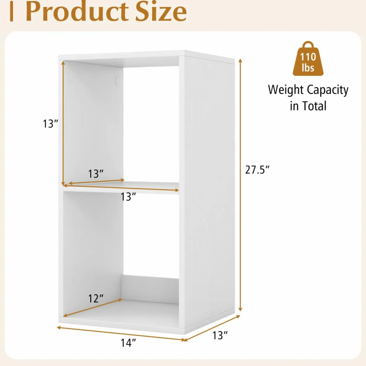 Tangkula 2-Cube Bookcase, 3-Tier Bookshelf with Open Compartments