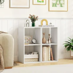 Tangkula 2-Cube Bookcase, 3-Tier Bookshelf with Open Compartments
