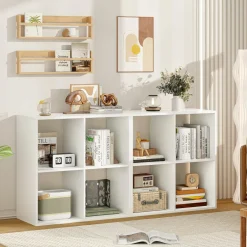 Tangkula 4-Cube Bookcase, 3-Tier Bookshelf with Open Compartments