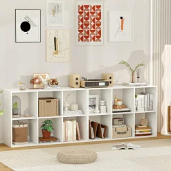 Tangkula 6-Cube Bookcase, 3-Tier Bookshelf with Open Compartments
