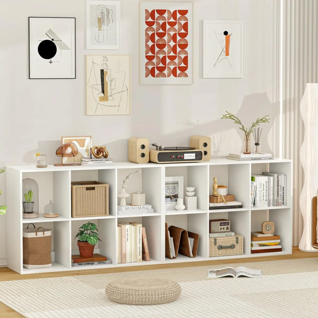 Tangkula 6-Cube Bookcase, 3-Tier Bookshelf with Open Compartments