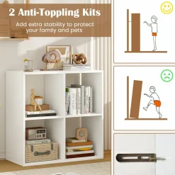 Tangkula 4-Cube Bookcase, 3-Tier Bookshelf with Open Compartments