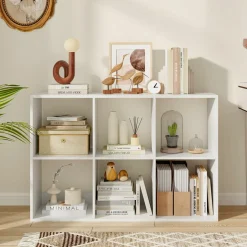 Tangkula 6-Cube Bookcase, 3-Tier Bookshelf with Open Compartments
