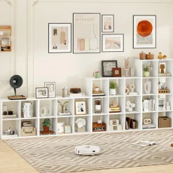 Tangkula 4-Cube Bookcase, 3-Tier Bookshelf with Open Compartments