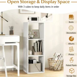 Tangkula 3-Cube Bookcase, 4-Tier Bookshelf with Open Compartments