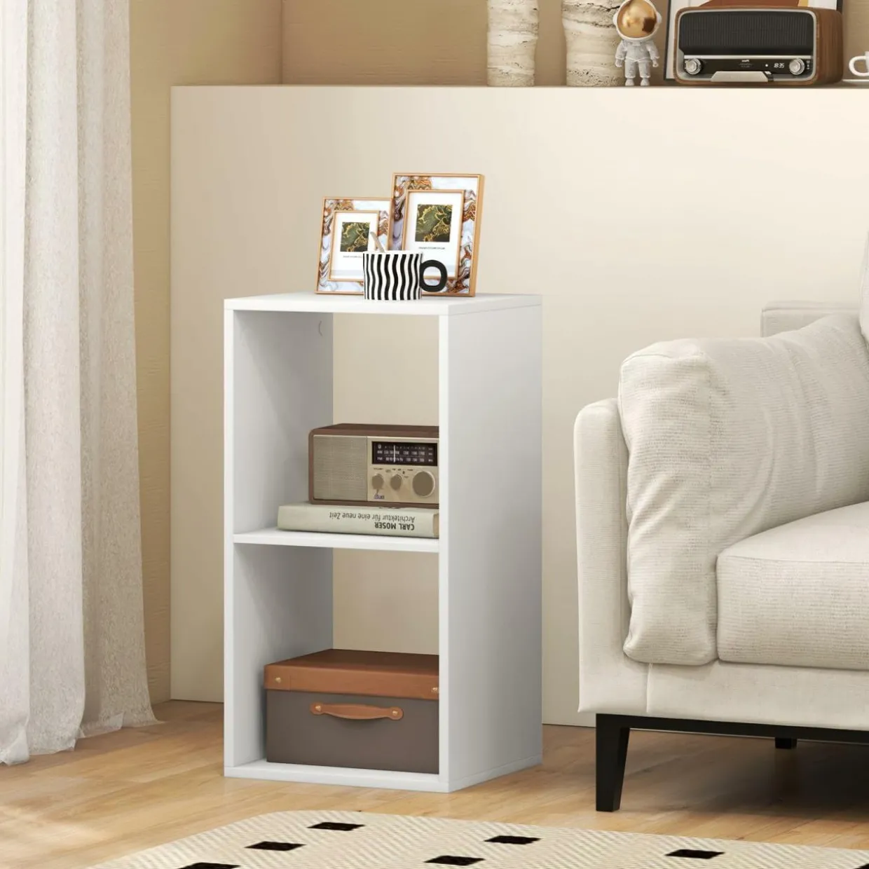 Tangkula 2-Cube Bookcase, 3-Tier Bookshelf with Open Compartments