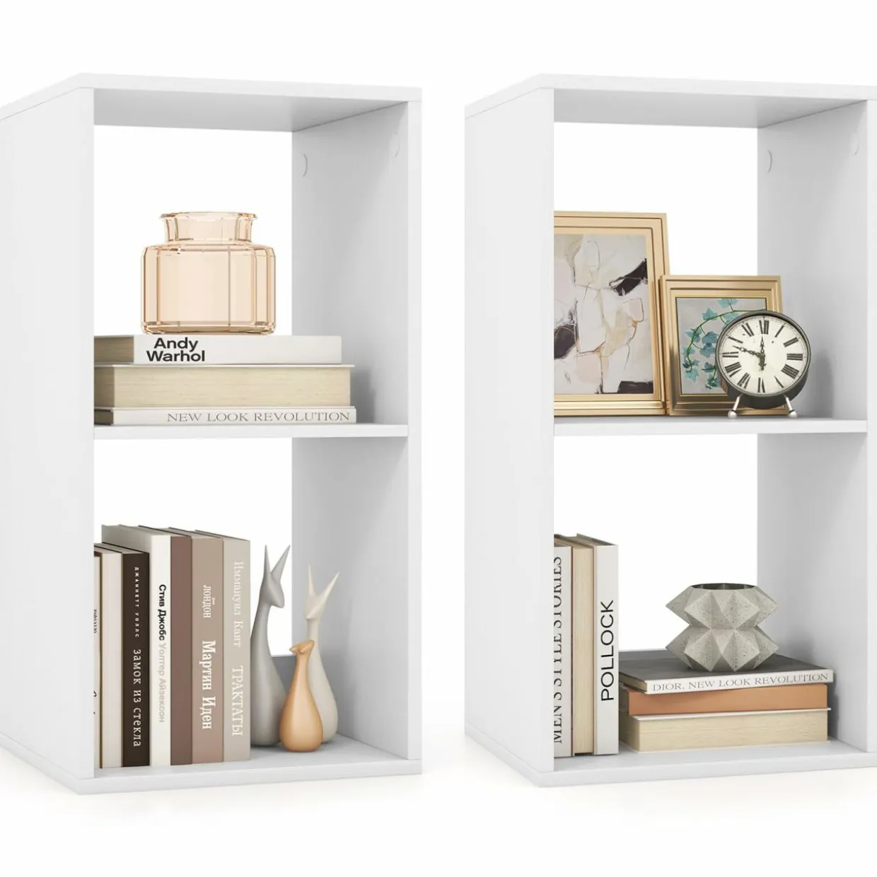 Tangkula 2-Cube Bookcase, 3-Tier Bookshelf with Open Compartments