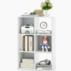 Tangkula 6-Cube Bookcase, Toys Storage Organizer with 6 Open Cubes