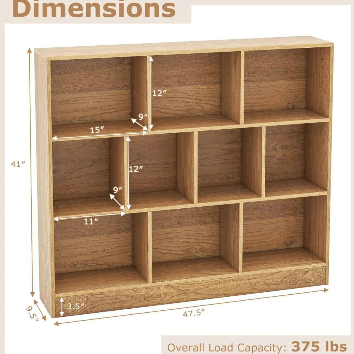 Tangkula 10-Cube Bookshelf, 47.5