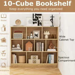 Tangkula 10-Cube Bookshelf, 47.5