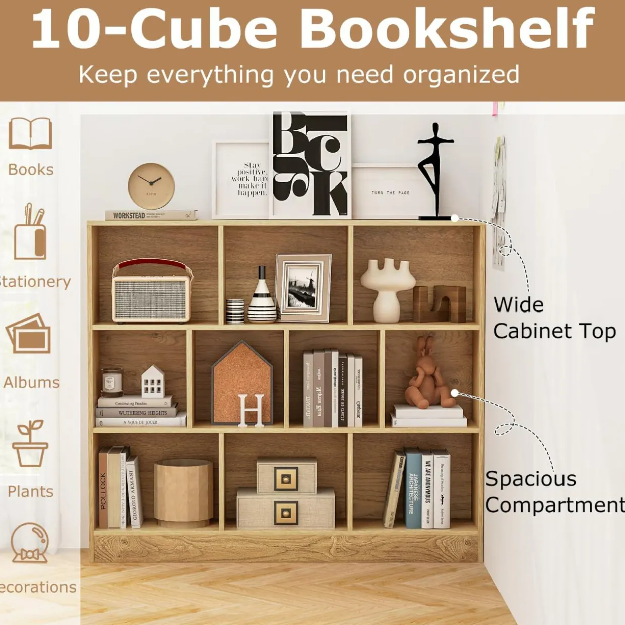 Tangkula 10-Cube Bookshelf, 47.5