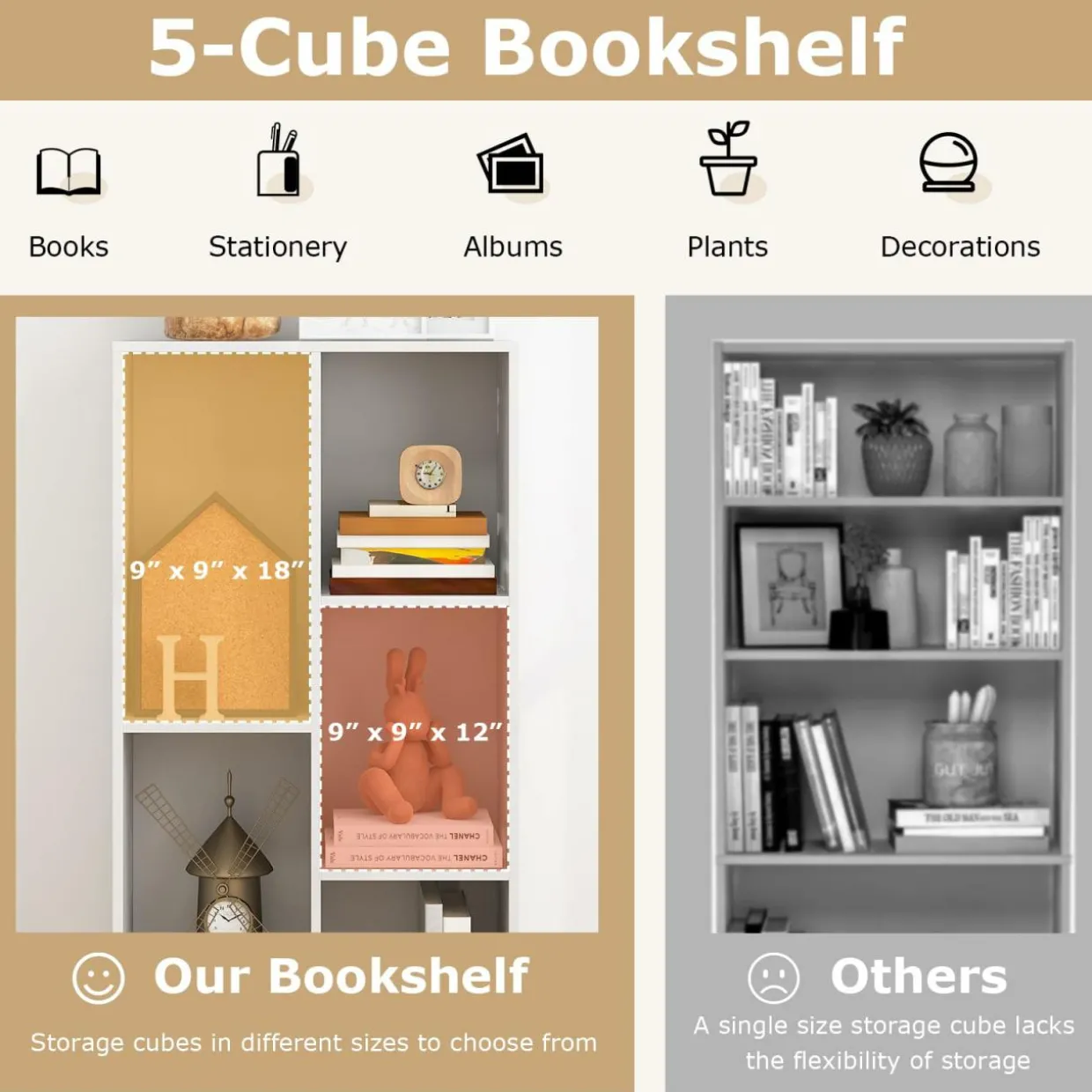 Tangkula 5-Cube Bookshelf, 41