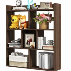 Tangkula 7-Cube Bookshelf, Floor Standing Open-Back Bookcase with Anti-Toppling Devices