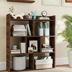 Tangkula 7-Cube Bookshelf, Floor Standing Open-Back Bookcase with Anti-Toppling Devices
