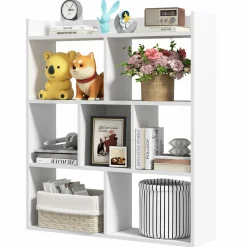 Tangkula 7-Cube Bookshelf, Floor Standing Open-Back Bookcase with Anti-Toppling Devices