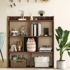 Tangkula 7-Cube Bookshelf, Floor Standing Open-Back Bookcase with Anti-Toppling Devices