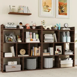 Tangkula 7-Cube Bookshelf, Floor Standing Open-Back Bookcase with Anti-Toppling Devices