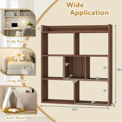 Tangkula 7-Cube Bookshelf, Floor Standing Open-Back Bookcase with Anti-Toppling Devices