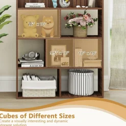 Tangkula 7-Cube Bookshelf, Floor Standing Open-Back Bookcase with Anti-Toppling Devices