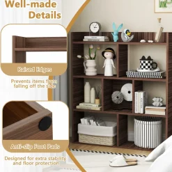 Tangkula 7-Cube Bookshelf, Floor Standing Open-Back Bookcase with Anti-Toppling Devices