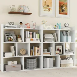 Tangkula 7-Cube Bookshelf, Floor Standing Open-Back Bookcase with Anti-Toppling Devices