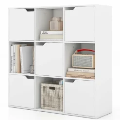 Tangkula 9-Cube Bookshelf, Toys Storage Organizer