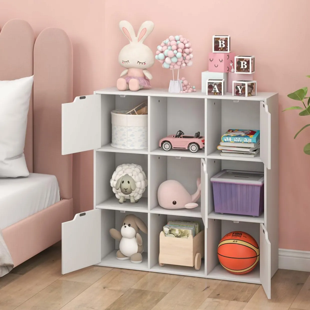 Tangkula 9-Cube Bookshelf, Toys Storage Organizer