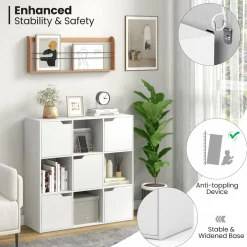 Tangkula 9-Cube Bookshelf, Toys Storage Organizer
