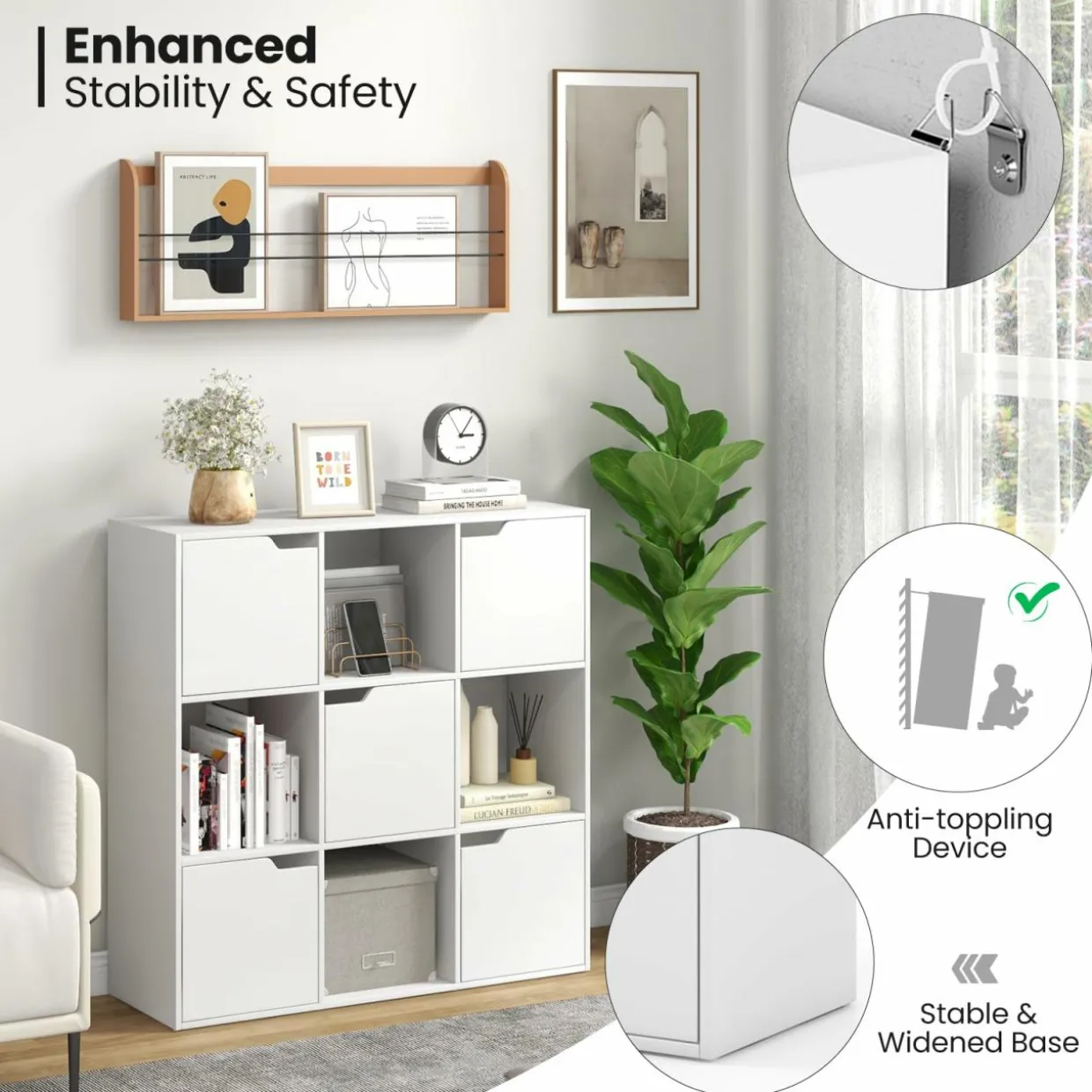 Tangkula 9-Cube Bookshelf, Toys Storage Organizer