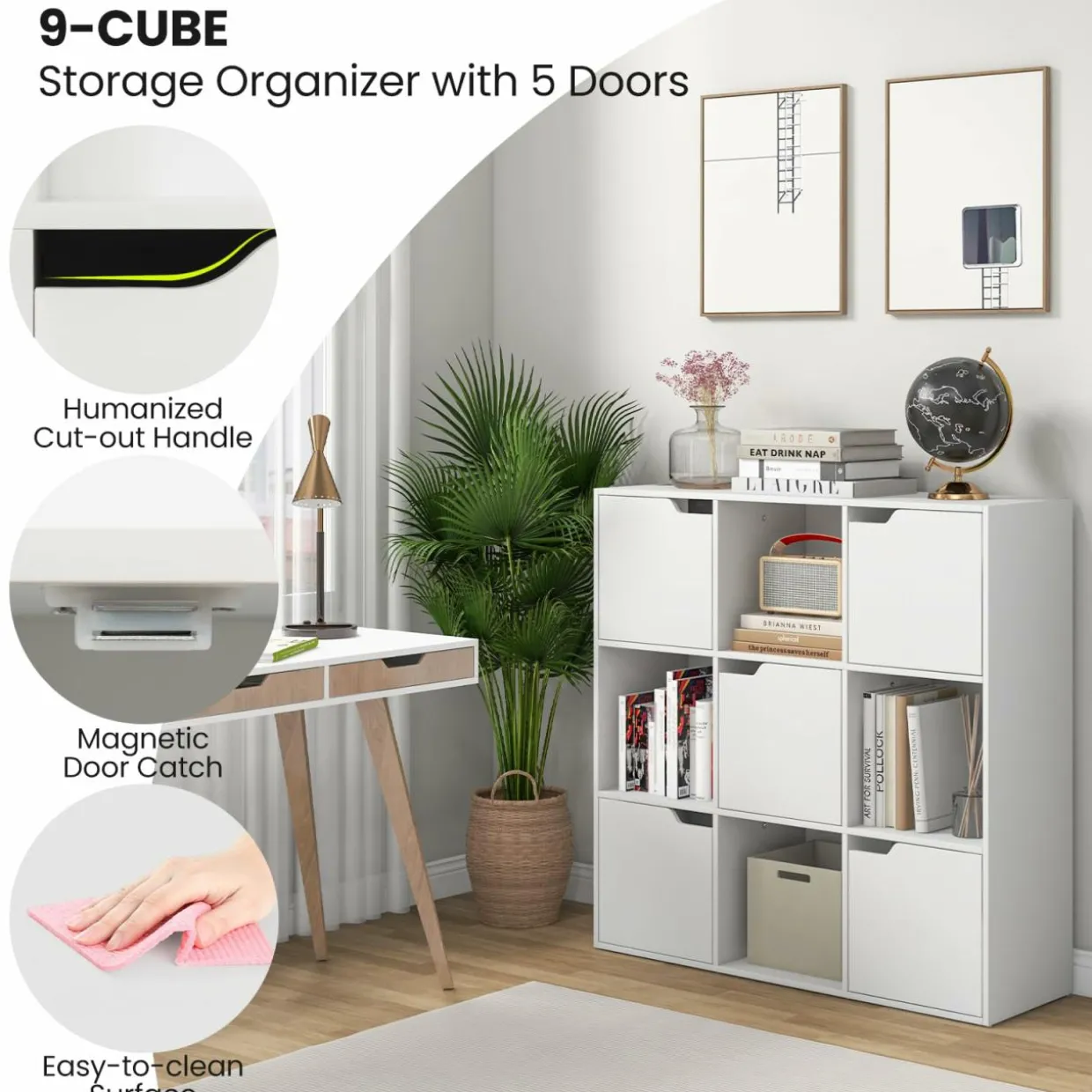 Tangkula 9-Cube Bookshelf, Toys Storage Organizer