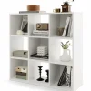 Tangkula 9-Cube Bookshelf, Wooden Open Bookcase