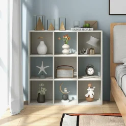 Tangkula 9-Cube Bookshelf, Wooden Open Bookcase