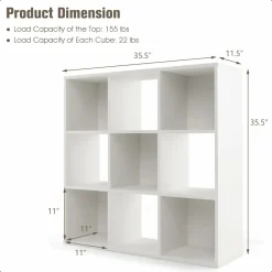 Tangkula 9-Cube Bookshelf, Wooden Open Bookcase