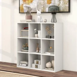 Tangkula 9-Cube Bookshelf, Wooden Open Bookcase