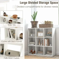 Tangkula 9-Cube Bookshelf, Wooden Open Bookcase