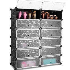 Tangkula 12-Cube Shoe Rack, DIY Cubes Storage Cabinet