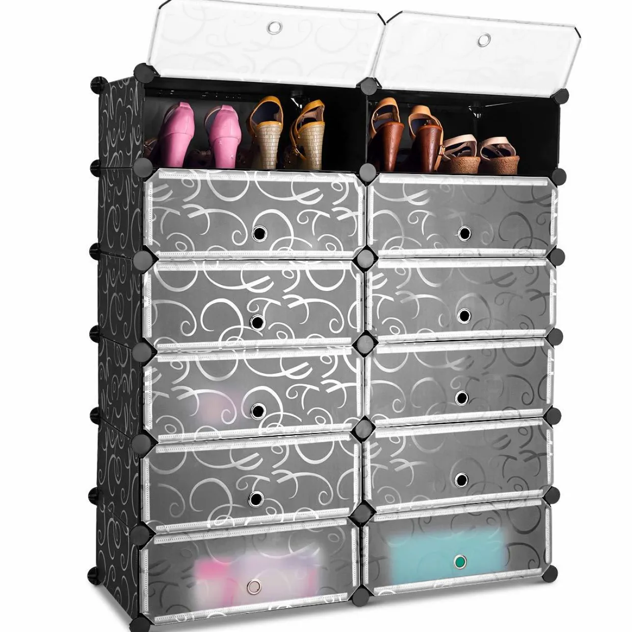 Tangkula 12-Cube Shoe Rack, DIY Cubes Storage Cabinet