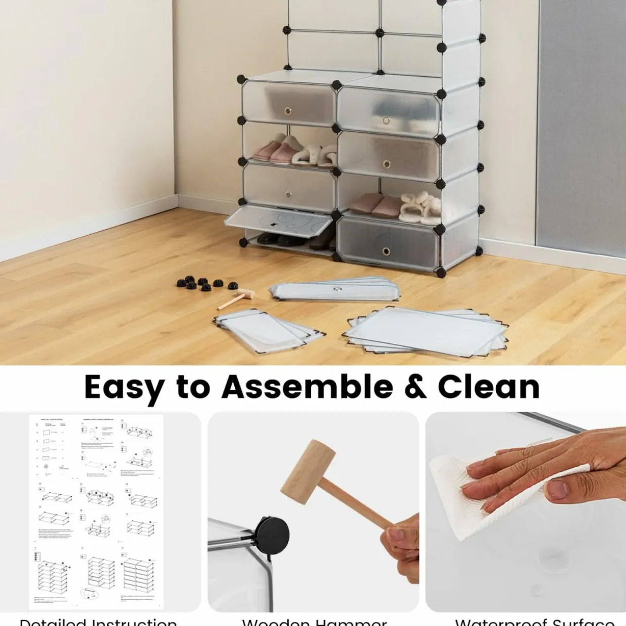 Tangkula 12-Cube Shoe Rack, DIY Cubes Storage Cabinet